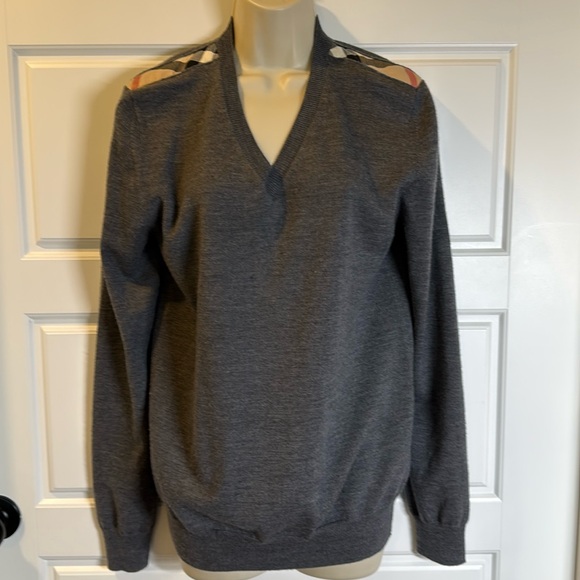 Brit 'Garth' Check Print Shoulder Detail Cashmere & Cotton Sweater small - Picture 1 of 8
